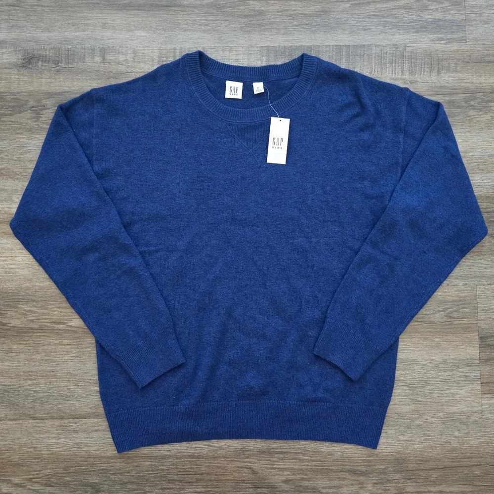 Gap Kids CashSoft Blue Crewneck Sweater Boys Girls XL 12 NWT Heathered Pullover